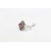 Oxidized Ring Silver 925 Sterling Unisex Red Onyx & Marcasite Stones A578